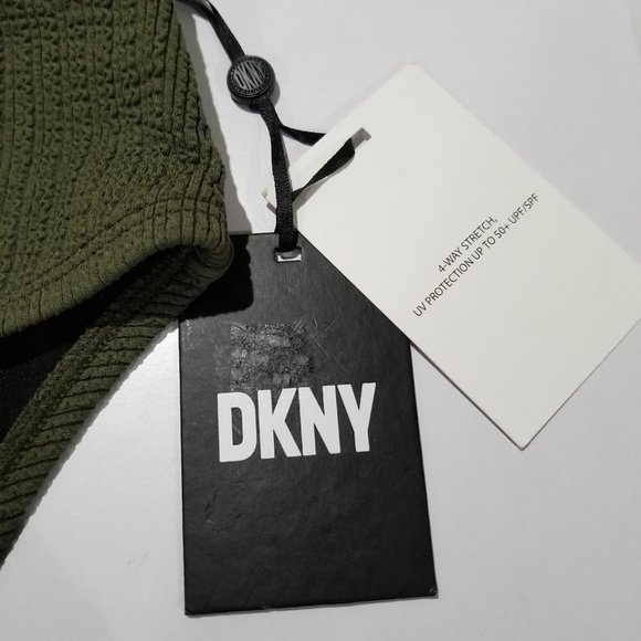 DKNY Textured High-Waist Bikini Bottom Moss Micro Size Medium - Picture 3 of 6